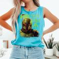 Star Wars The Book Of Boba Fett Neon Boba Fett Lives Poster Comfort Colors Tank Top Light Green