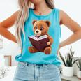 Teddy Bear Reading a Book Comfort Colors Tank Top Light Green