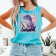 Trex Reading Book Dinosaur Comfort Colors Tank Top Light Green