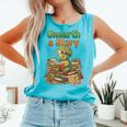 Unearth a Story Triceratops Dinosaur Reading Books Cute Dino Comfort Colors Tank Top Light Green