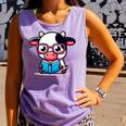 Adorable Book Lover Cow With Reading Glasses Cute Comfort Colors Tank Top Lagoon