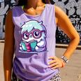 Adorable Book Lover Yeti With Reading Glasses Cute Comfort Colors Tank Top Lagoon