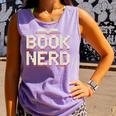 Book Nerd Retro Pixel Reading Librarian Aesthetic Comfort Colors Tank Top Lagoon