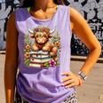 Bookworm Cute Highland Cow Reading Book Comfort Colors Tank Top Lagoon