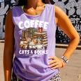 Coffee Cats And Books Cats And Reading Lovers Comfort Colors Tank Top Lagoon