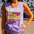 Crochet Coffee Reading Books Crocheter Crocheting Comfort Colors Tank Top Lagoon