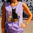 Cute Cat Book Flowers Comfort Colors Tank Top Lagoon