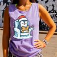 Cute Christmas Penguin Reading Book Cozy Winter Holiday Art Comfort Colors Tank Top Lagoon