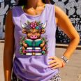 Highland Cow Book Floral Bookworm Comfort Colors Tank Top Lagoon