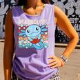 Readsolotl Blue Kawaii Axolotl Book Lover Reading Retro Comfort Colors Tank Top Lagoon