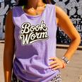 Retro Book Worm Reading For Book Lovers Comfort Colors Tank Top Lagoon