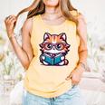 Adorable Book Lover Maine Coon Cat With Reading Glasses Cute Comfort Colors Tank Top Grey