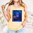Book Library Bookshelf Armchair Window Pattern Print Comfort Colors Tank Top Grey