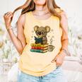 Book Lover Koala Reading Bookish Library Read Books Be Kind Comfort Colors Tank Top Grey