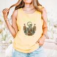 Books Make Me Happy Skeleton Read Reading Librarian Book Comfort Colors Tank Top Grey