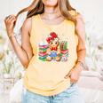 Christmas Gingerbread Man Reading Book Snowflake Teacher Comfort Colors Tank Top Grey