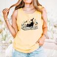 Cute Cat Flower Garden Book Kitty Reading Floral Men Women Girls Kids Comfort Colors Tank Top Grey