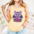 Cute Pastel Goth Bat Reading Book Comfort Colors Tank Top Grey