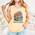 Leer ES Poder Cute Floral Spanish Teacher Book Reading Comfort Colors Tank Top Grey