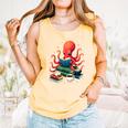 Octopus Reading Books Tea Coffee Comfort Colors Tank Top Grey