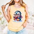 Penguin Reading a Book Animal Comfort Colors Tank Top Grey
