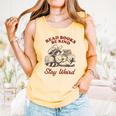 Read Books Be Kind Stay Weird Bookish Cowboy Reading Raccoon Comfort Colors Tank Top Grey