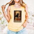 The Reader Cat Book Reading Halloween Tarot Card Comfort Colors Tank Top Grey