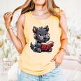 Scottish Terrier Reading a Book Dog Comfort Colors Tank Top Grey