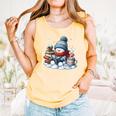 Snowman Reading Books Lovers Librarian Bookworm Christmas Comfort Colors Tank Top Grey
