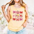 Valentine Cupid Coquette Pink Bow Apple Books Teacher Comfort Colors Tank Top Grey