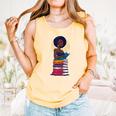 Woman And Books Stack Afro Girl Reading Lover Comfort Colors Tank Top Grey
