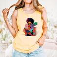 Woman Reading Book Lover Geometric Girl Afro History Comfort Colors Tank Top Grey