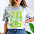 Class Of 2026 Graduation Varsity Lime Green Letters Comfort Color Blast T-Shirt Smoke