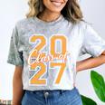 Class Of 2027 Graduation Varsity Orange On The Back Premium Tri-Blend Comfort Color Blast T-Shirt Smoke