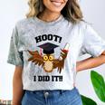 Hoot I Did It Grad Owl Holding Graduation Diploma Congrats Comfort Color Blast T-Shirt Smoke