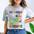 Kids 1st Grade Graduate Dinosaur Trex 1st Grade Graduation Comfort Color Blast T-Shirt Smoke