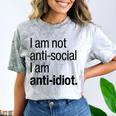 I Am Not Anti Social I Am Anti Idiot Introvert Saying Comfort Color Blast T-Shirt Smoke