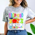Proud Step-Dad Of 2023 Pre-K Graduate Fathers Day Graduation Comfort Color Blast T-Shirt Smoke