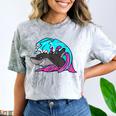 Retro 80s Shark Whale Diving Nostalgia Shark Party Comfort Color Blast T-Shirt Smoke