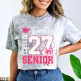 Senior 2027 Class Of 2027 Pink Coquette Bow Graduation Girl Comfort Color Blast T-Shirt Smoke
