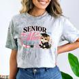 Senior Mom Class Of 2027 Cute Cat Graduation Pink Bows Girls Comfort Color Blast T-Shirt Smoke