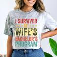 i Survived My Wife Bachelor's Degree Wife Graduation Comfort Color Blast T-Shirt Smoke