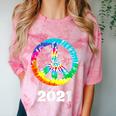 2021 Graduation Class Year Tie Dye Peace Sign Graduate Shirt Comfort Color Blast T-Shirt Clay