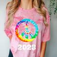2023 Graduation Class Year Tie Dye Peace Sign Graduate Shirt Comfort Color Blast T-Shirt Clay