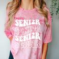 Class Of 2024 High School Senior Graduation Groovy Wave Comfort Color Blast T-Shirt Clay
