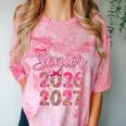 Coquette Pink Bow Flowers Senior 2026 2027 Graduation Comfort Color Blast T-Shirt Clay