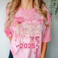 Girls Little Miss Kindergarten Grad 2025 Coquette Graduation Comfort Color Blast T-Shirt Clay