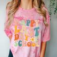 Happy Last Day Of School Groovy Teacher Student Graduation Comfort Color Blast T-Shirt Clay