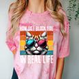 Introvert Cat How Do I Block You Retro Cat Sarcastic Men Women Girls Comfort Color Blast T-Shirt Clay