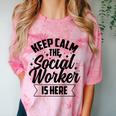 Keep Calm The Social Worker Is Here Graduation Work Job Comfort Color Blast T-Shirt Clay